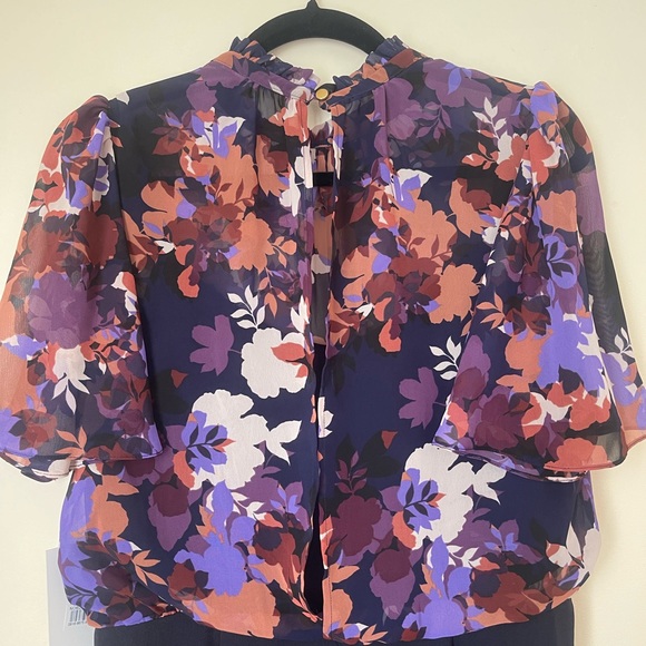 Julia Jordan NEW jumpsuit size 8 navy floral bodice chiffon crepe - Picture 5 of 5